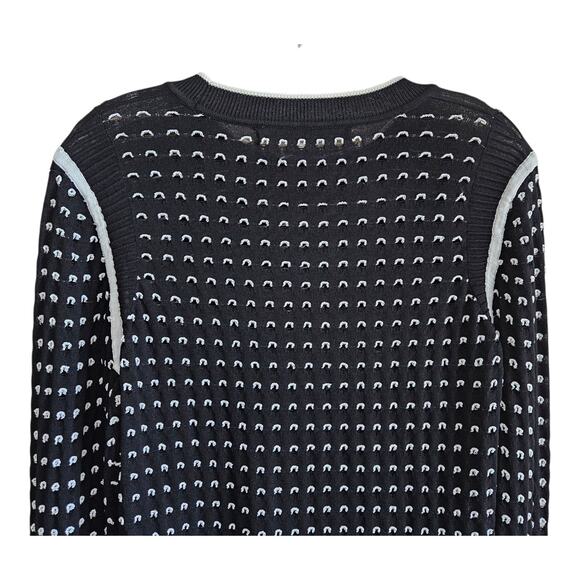 RACHEL ROY Women's L XL Sweater Black White Open Weave Bell Cuff 38" NEW - Picture 7 of 9
